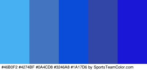 #46B0F2 #4274BF #0A4CD8 #3246A8 #1A17D6 Colors