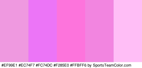 #EF99E1 #EC74F7 #FC74DC #F285E0 #FFBFF6 Colors