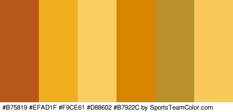 #B75819 #EFAD1F #F9CE61 #D88602 #B7922C #F9C959 Colors