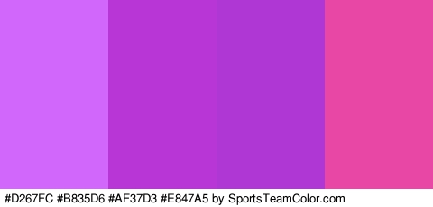 #D267FC #B835D6 #AF37D3 #E847A5 Colors