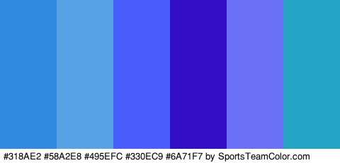 #318AE2 #58A2E8 #495EFC #330EC9 #6A71F7 #23A3C6 Colors