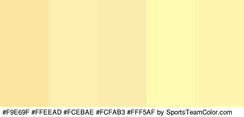 #F9E69F #FFEEAD #FCEBAE #FCFAB3 #FFF5AF Colors