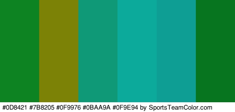 #0D8421 #7B8205 #0F9976 #0BAA9A #0F9E94 #077520 Colors