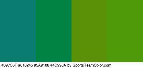 #097C6F #018245 #5A9108 #4D990A Colors