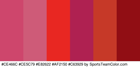 #CE466C #CE5C79 #E82622 #AF2150 #C63929 #910F14 Colors