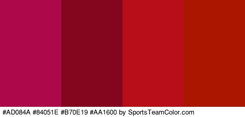 #AD084A #84051E #B70E19 #AA1600 Colors