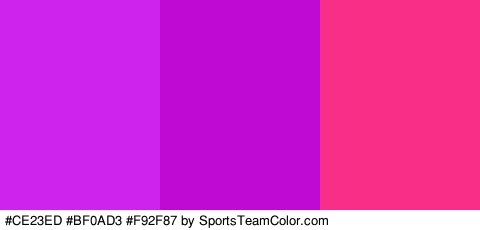 #CE23ED #BF0AD3 #F92F87 Colors