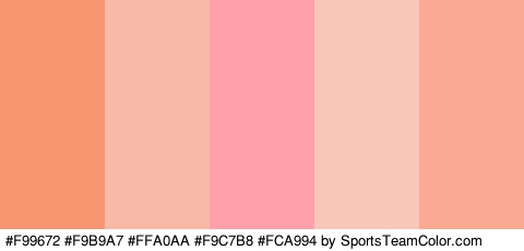 #F99672 #F9B9A7 #FFA0AA #F9C7B8 #FCA994 Colors