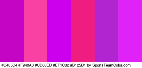 #C405C4 #F940A3 #CD00ED #EF1C82 #B125D1 #E022F9 Colors