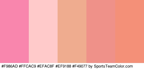 #F986AD #FFCAC9 #EFAC8F #EF9188 #F49077 Colors