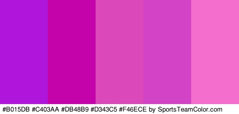 #B015DB #C403AA #DB48B9 #D343C5 #F46ECE Colors