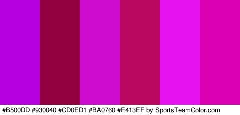 #B500DD #930040 #CD0ED1 #BA0760 #E413EF #D800B1 Colors