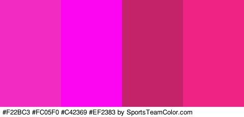 #F22BC3 #FC05F0 #C42369 #EF2383 Colors