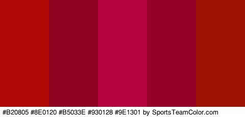 #B20805 #8E0120 #B5033E #930128 #9E1301 Colors