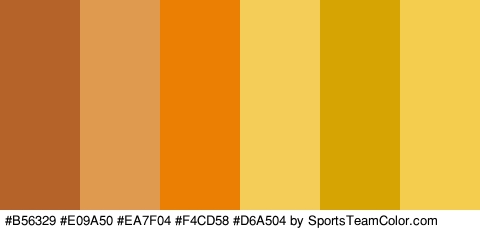 #B56329 #E09A50 #EA7F04 #F4CD58 #D6A504 #F4CD4E Colors