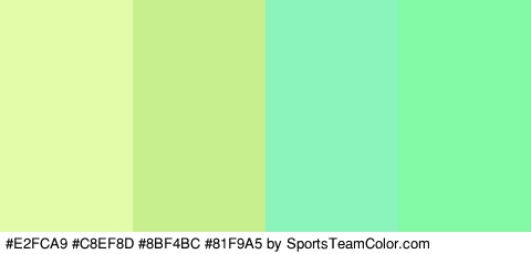 #E2FCA9 #C8EF8D #8BF4BC #81F9A5 Colors