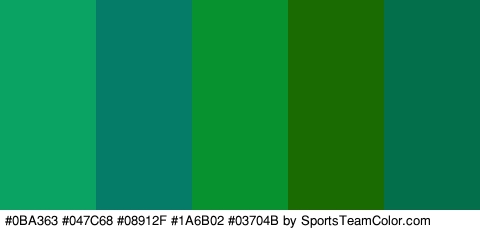 #0BA363 #047C68 #08912F #1A6B02 #03704B Colors