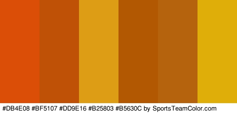 #DB4E08 #BF5107 #DD9E16 #B25803 #B5630C #E0AE08 Colors