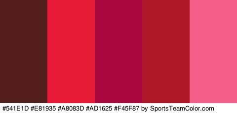 #541E1D #E81935 #A8083D #AD1625 #F45F87 Colors