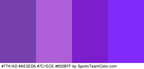 #7741AD #AE5ED6 #7C1ECE #832BFF Colors