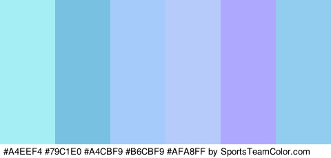 #A4EEF4 #79C1E0 #A4CBF9 #B6CBF9 #AFA8FF #92CDEF Colors