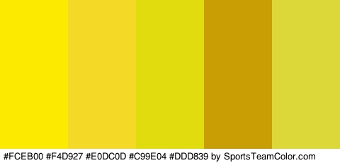 #FCEB00 #F4D927 #E0DC0D #C99E04 #DDD839 Colors