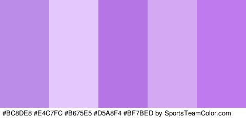 #BC8DE8 #E4C7FC #B675E5 #D5A8F4 #BF7BED Colors