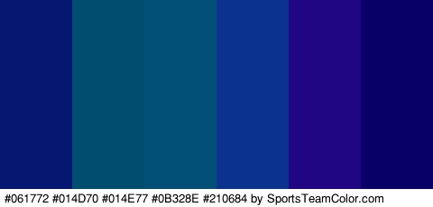 #061772 #014D70 #014E77 #0B328E #210684 #080066 Colors