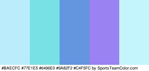 #BAECFC #77E1E5 #6496E0 #9A82F2 #C4F5FC Colors