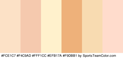 #FCE1C7 #F4C9AD #FFF1CC #EFB17A #F9DBB1 #FFDCCC Colors