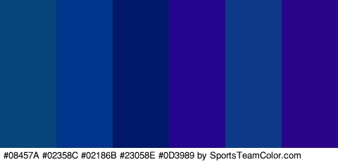 #08457A #02358C #02186B #23058E #0D3989 #290689 Colors