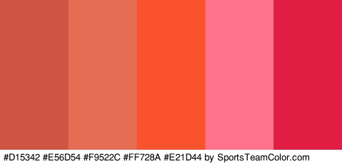 #D15342 #E56D54 #F9522C #FF728A #E21D44 Colors