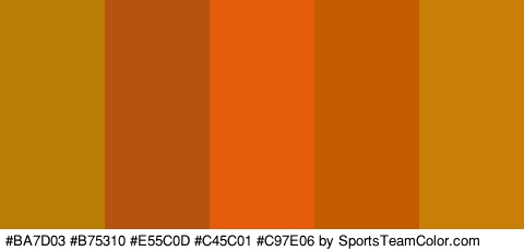 #BA7D03 #B75310 #E55C0D #C45C01 #C97E06 Colors