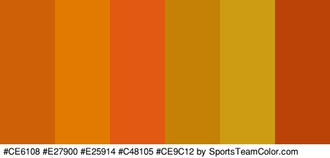 #CE6108 #E27900 #E25914 #C48105 #CE9C12 #BC4307 Colors