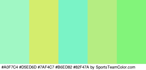 #A0F7C4 #D5ED6D #7AF4C7 #B6ED82 #82F47A Colors