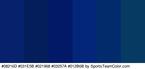 #08216D #031E5B #021968 #03257A #012B6B #073A63 Colors