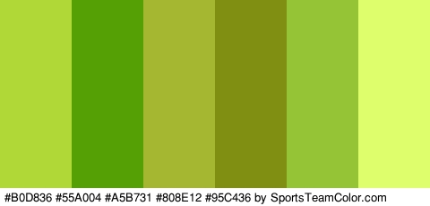 #B0D836 #55A004 #A5B731 #808E12 #95C436 #DEFF6B Colors