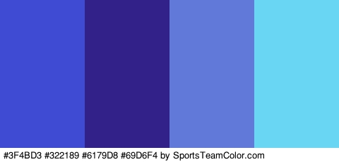 #3F4BD3 #322189 #6179D8 #69D6F4 Colors