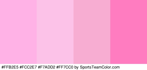 #FFB2E5 #FCC2E7 #F7ADD2 #FF7CC0 Colors