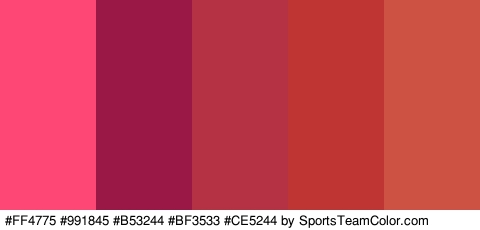 #FF4775 #991845 #B53244 #BF3533 #CE5244 Colors