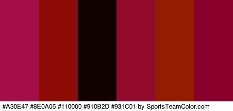 #A30E47 #8E0A05 #110000 #910B2D #931C01 #89012A Colors