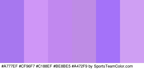 #A777EF #CF96F7 #C188EF #BE8BE5 #A472F9 #CE9FF2 Colors