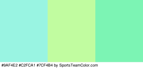 #9AF4E2 #C2FCA1 #7CF4B4 Colors