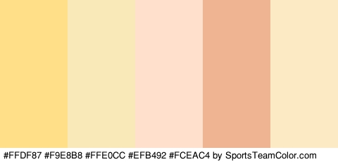 #FFDF87 #F9E8B8 #FFE0CC #EFB492 #FCEAC4 Colors