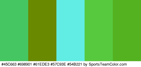 #45C663 #698901 #61EDE3 #57C93E #54B221 Colors