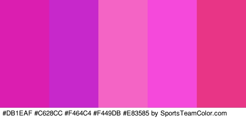 #DB1EAF #C628CC #F464C4 #F449DB #E83585 Colors