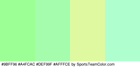 #9BFF96 #A4FCAC #DEF99F #AFFFCE Colors