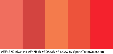 #EF6E5D #D34441 #F47B4B #ED533B #F4222C Colors