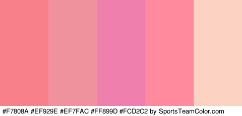 #F7808A #EF929E #EF7FAC #FF899D #FCD2C2 Colors