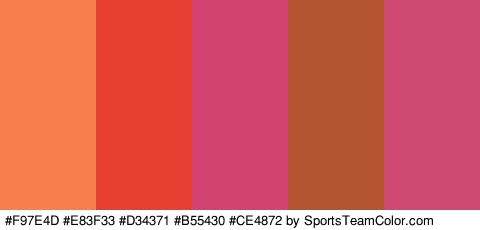 #F97E4D #E83F33 #D34371 #B55430 #CE4872 Colors